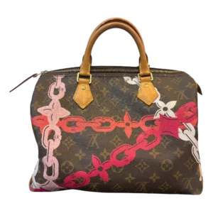 LOUIS VUITTON Monogram Chain Flower Speedy