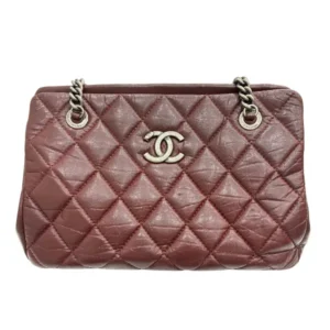 CHANEL Crown Tote Bag Quilted Caviar Skin